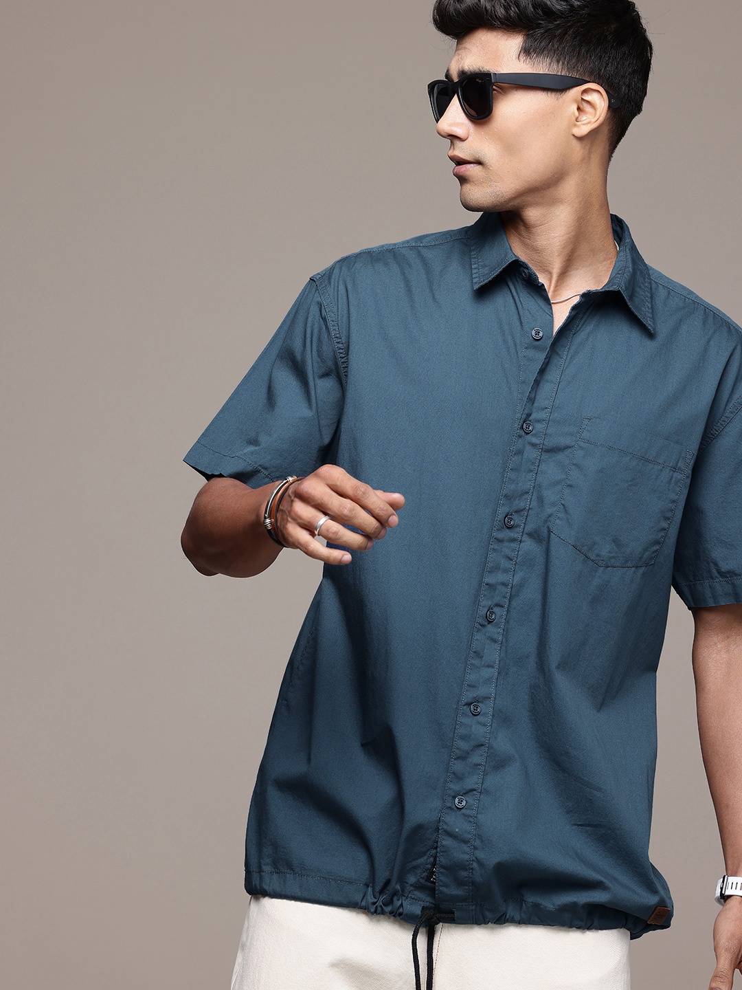 

The Roadster Life Co. Relaxed Fit Pure Cotton Casual Shirt, Teal