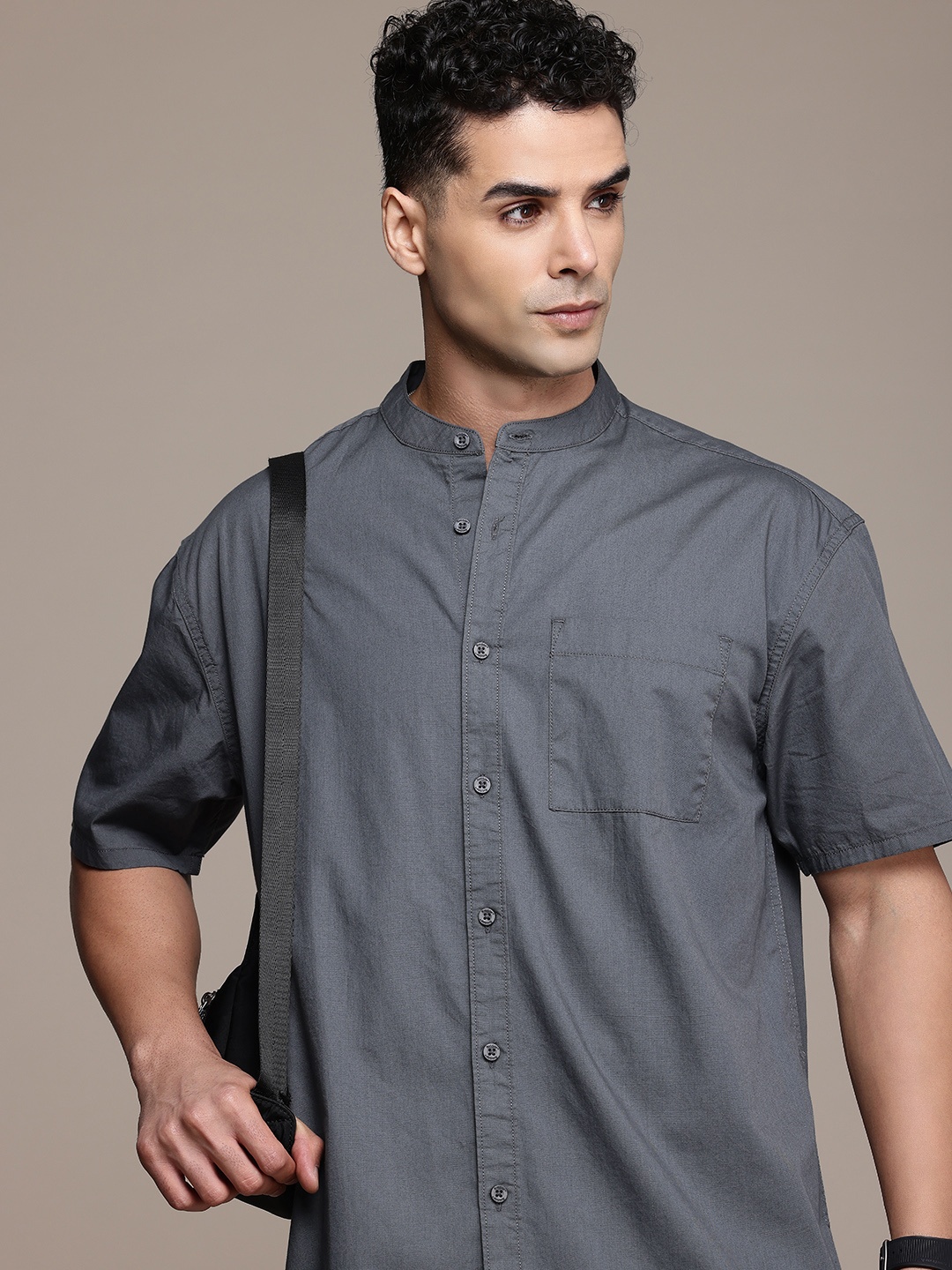 

The Roadster Life Co. Pure Cotton Relaxed Fit Casual Shirt, Grey