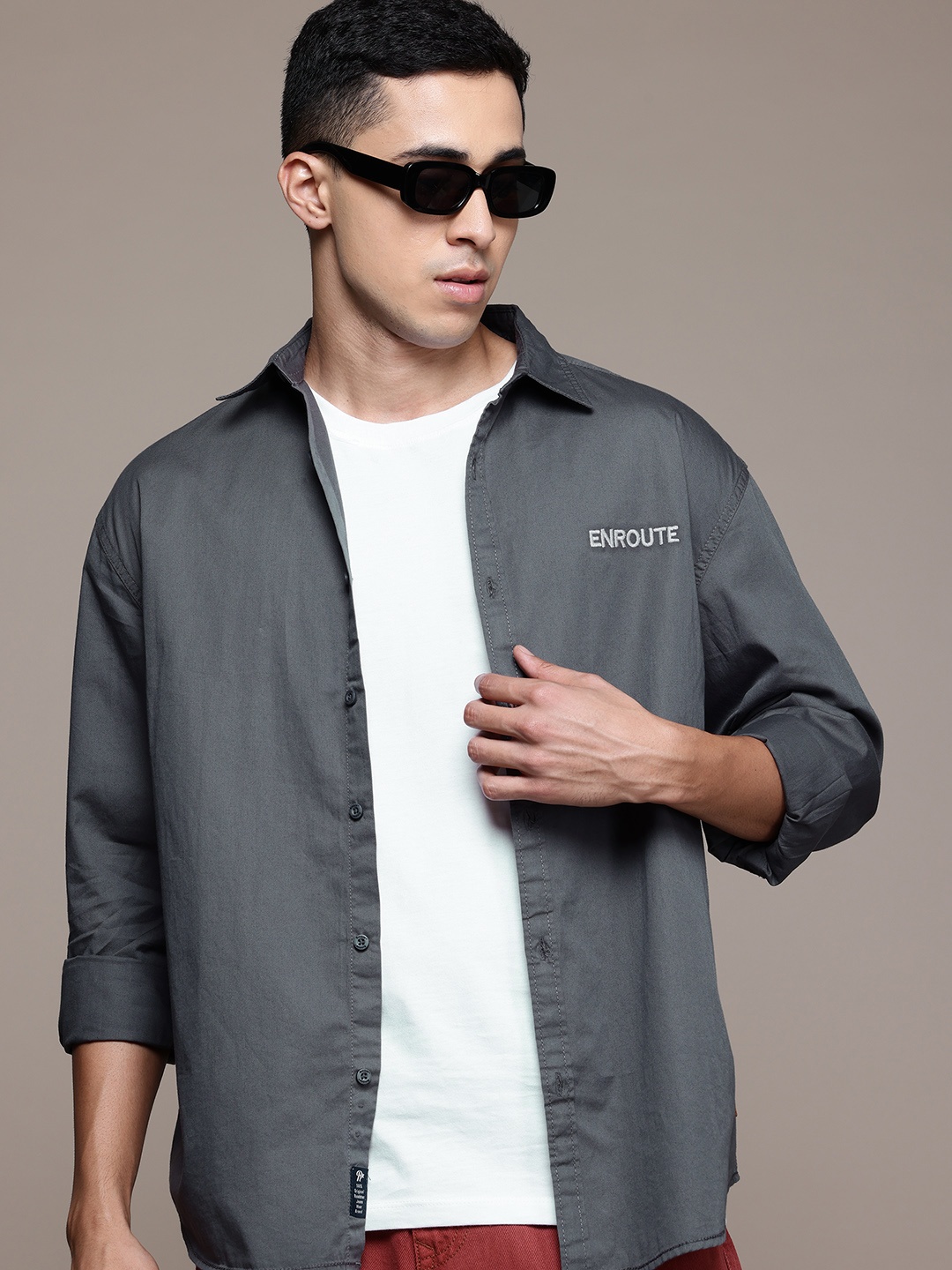 

The Roadster Lifestyle Co. Relaxed Fit Pure Cotton Casual Shirt, Grey