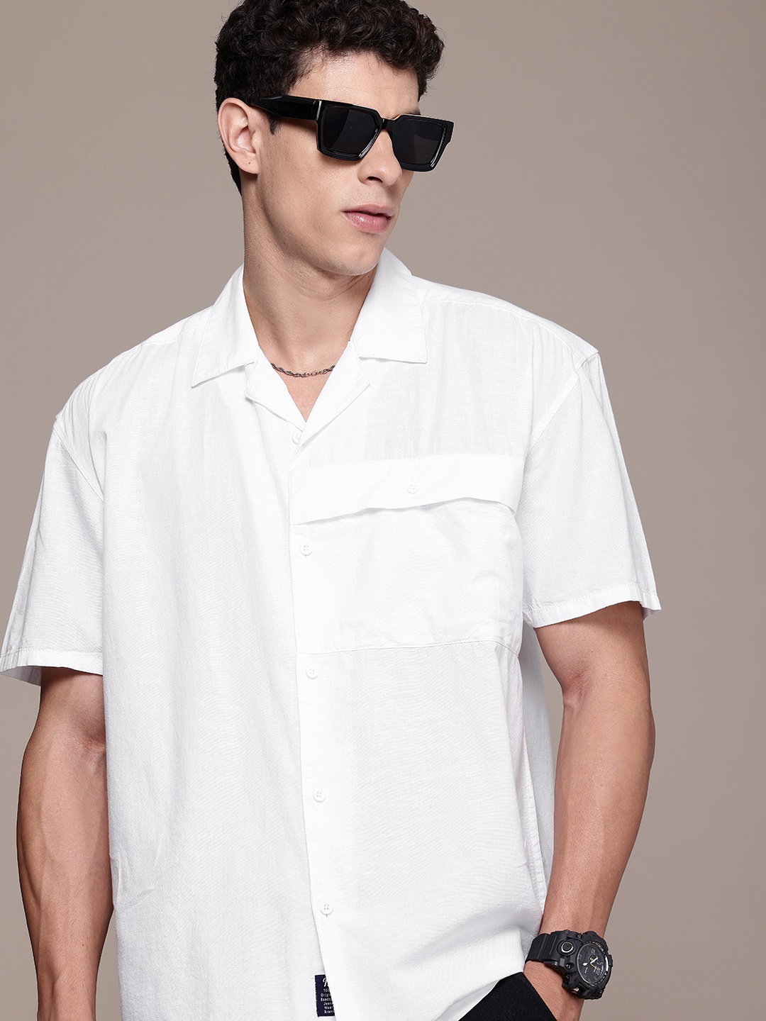 

The Roadster Life Co. Pure Cotton Relaxed Fit Casual Shirt, White