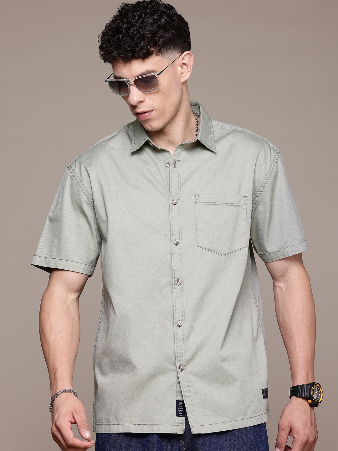 

The Roadster Lifestyle Co. Pure Cotton Casual Shirt, Taupe