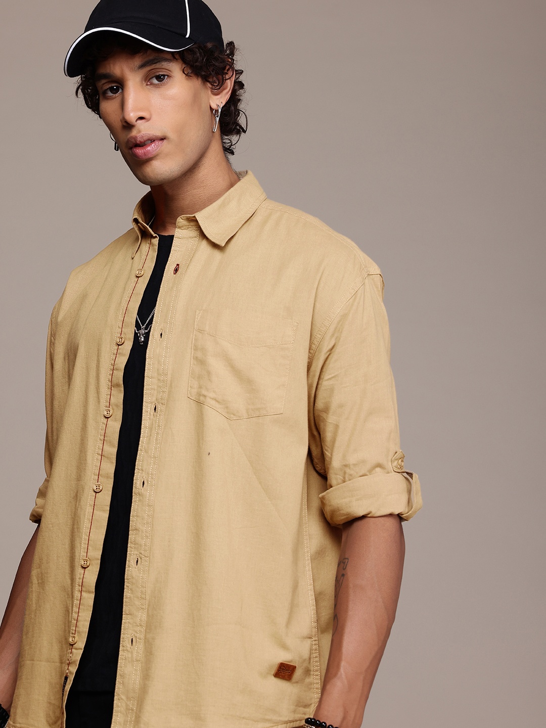 

The Roadster Life Co. Pure Cotton Relaxed Fit Casual Shirt, Khaki