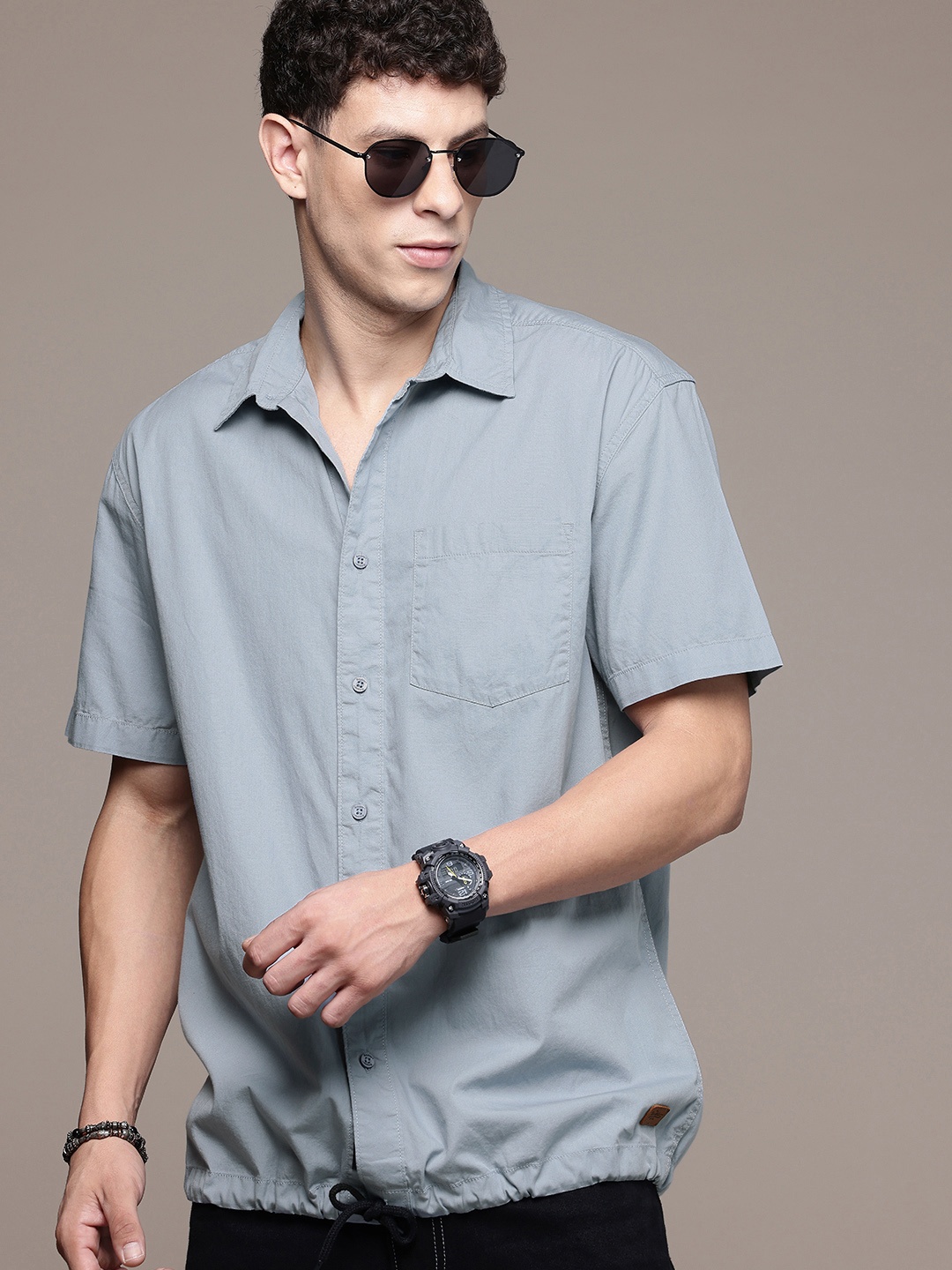 

The Roadster Life Co. Relaxed Fit Pure Cotton Casual Shirt, Blue