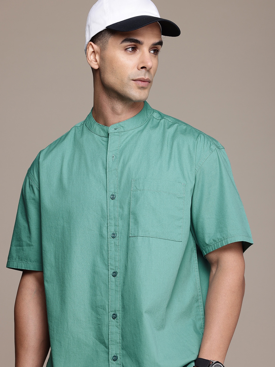 

The Roadster Life Co. Pure Cotton Relaxed Fit Casual Shirt, Green