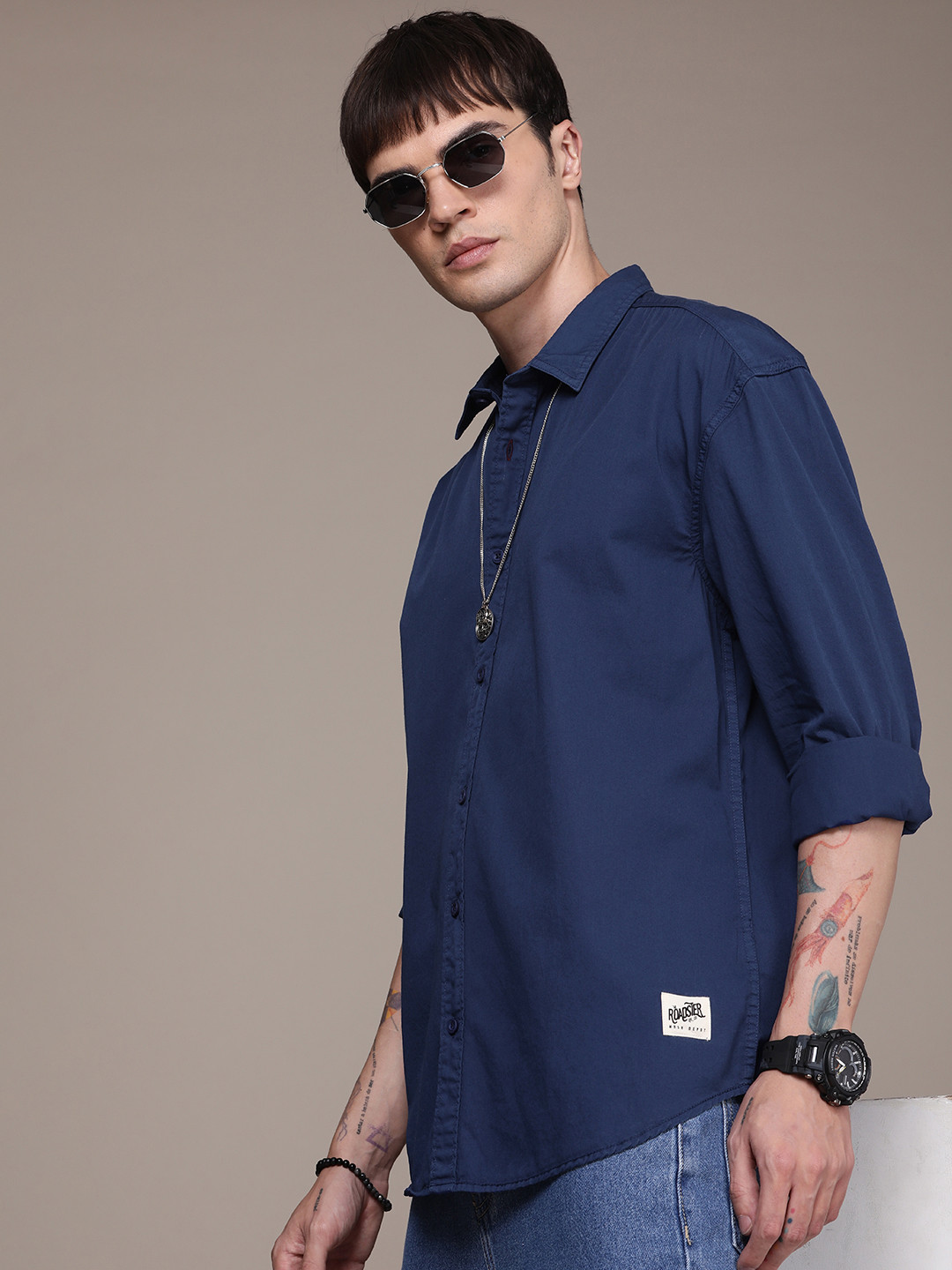 

The Roadster Life Co. Pure Cotton Relaxed Fit Casual Shirt, Blue