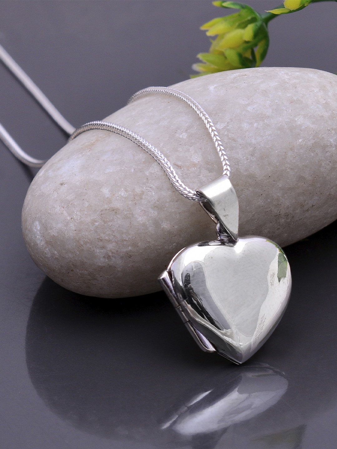 

Abhooshan Silver-Plated Heart Shaped Pendants with Chains