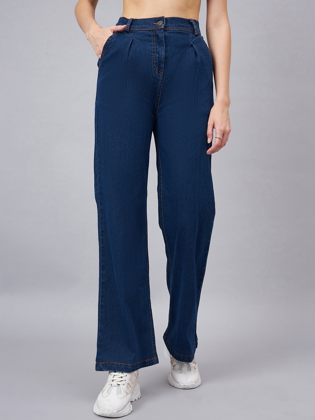 

Orchid Blues Women High-Rise Cotton Jeans, Navy blue