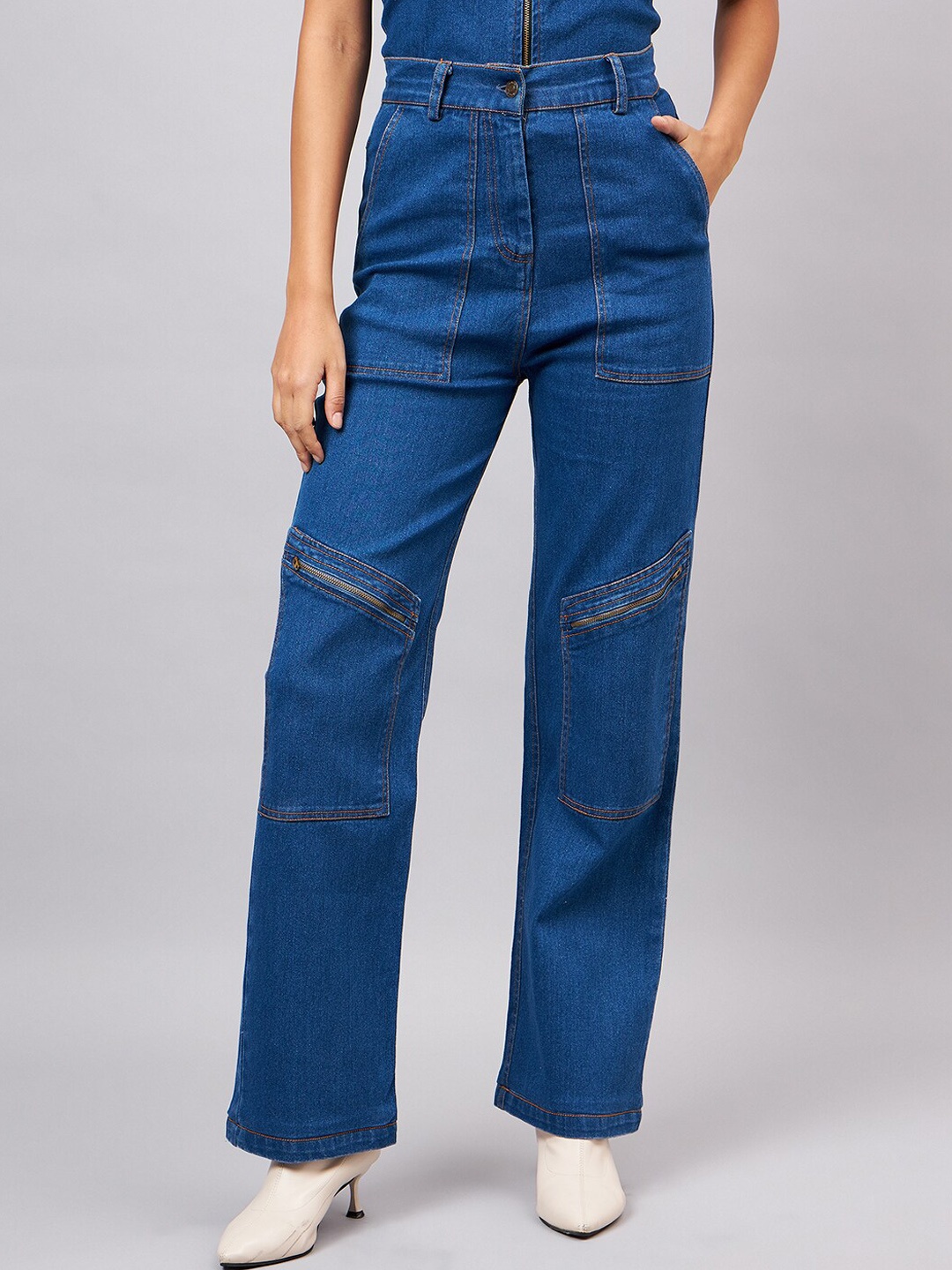 

Orchid Blues Women High-Rise Cotton Jeans, Blue
