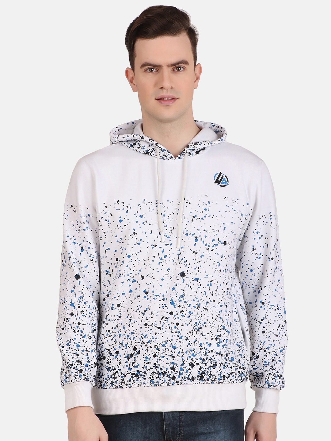 

WELL QUALITY Printed Hooded Pullover, White