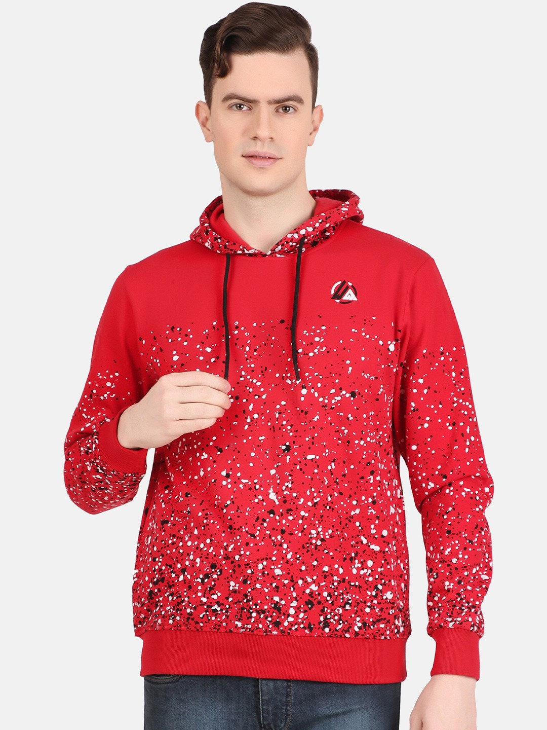 

WELL QUALITY Printed Hooded Pullover, Red