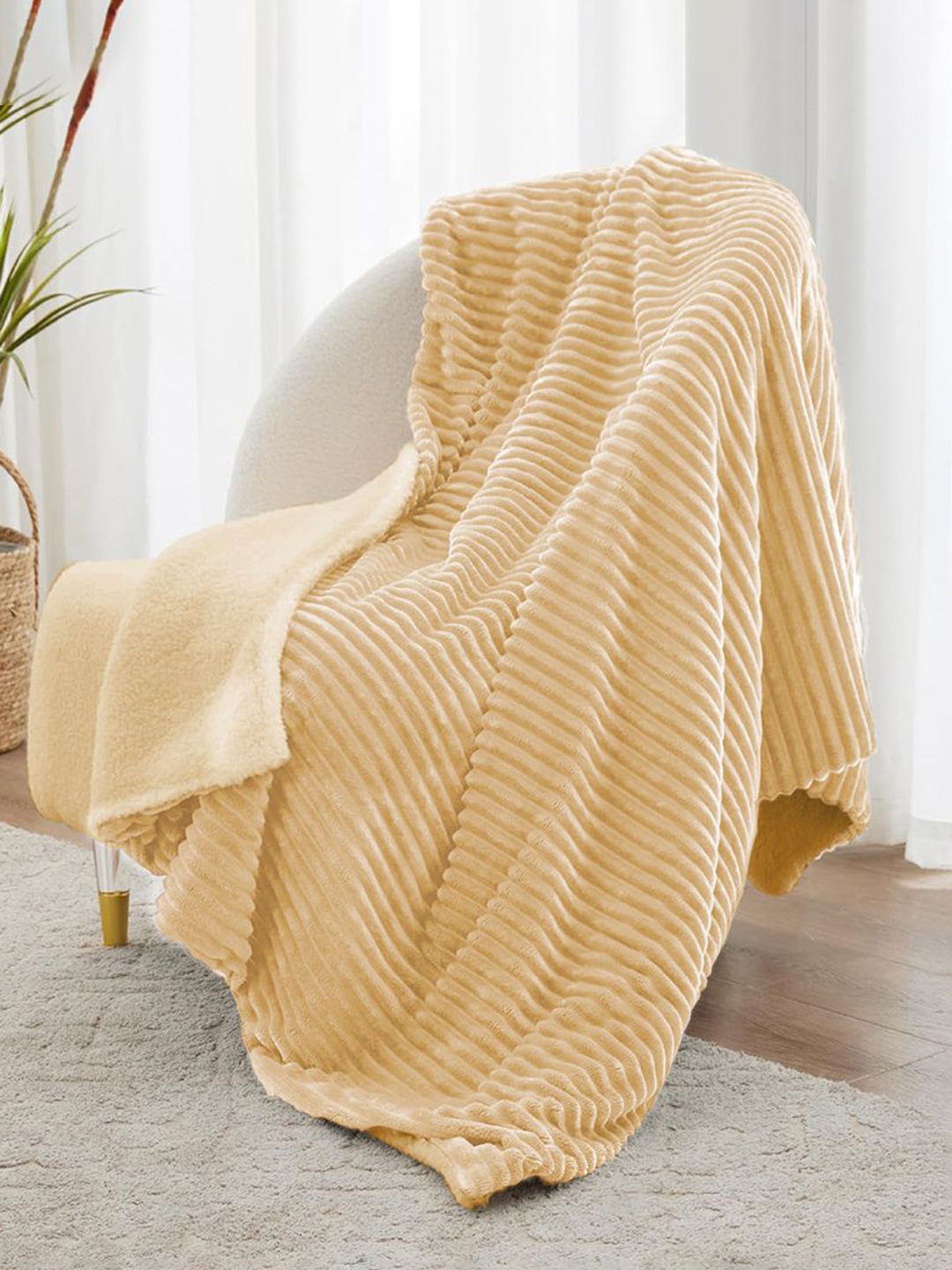 

bsb home Beige Mild Winter Fleece 500 GSM Double Bed Blanket