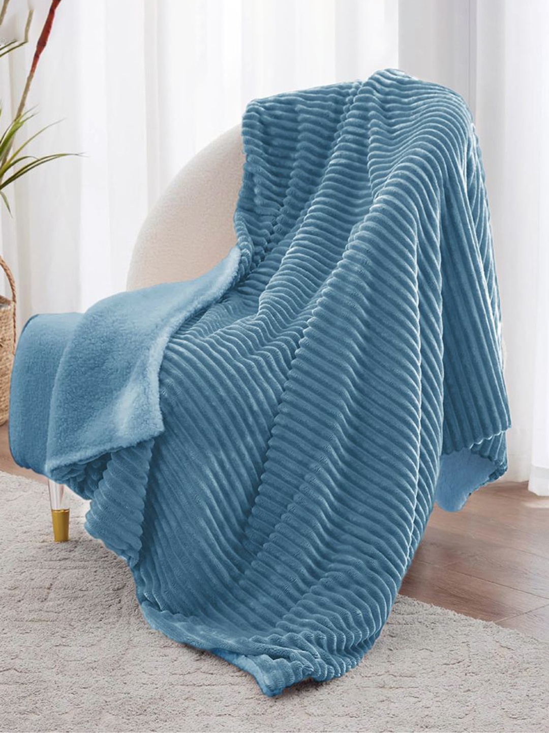 

bsb home Blue & Blue Mild Winter 500 GSM Single Bed Blanket