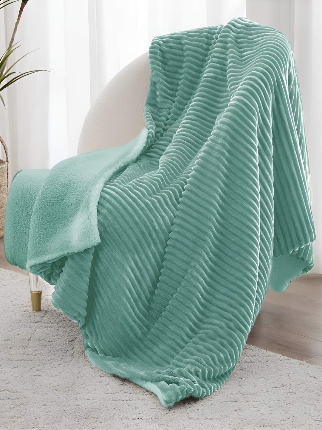 

bsb home Sea Green Fleece Mild Winter 500 GSM Double Bed Blanket