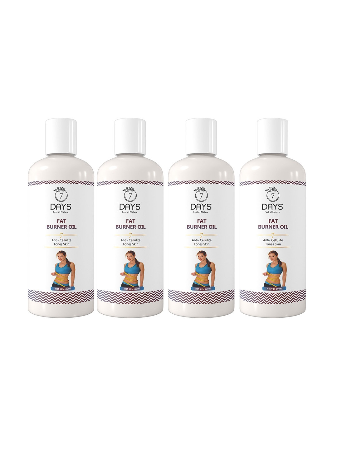 

7 DAYS Set of 4 Fat Burner Body Oil with Amla & Turmeric - 100 ml each, White