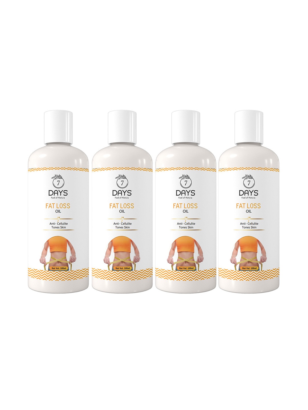 

7 DAYS Feel Of Nature Set Of 4 Anti-Cellulite Fat Loss Oil - 100ml Each, White