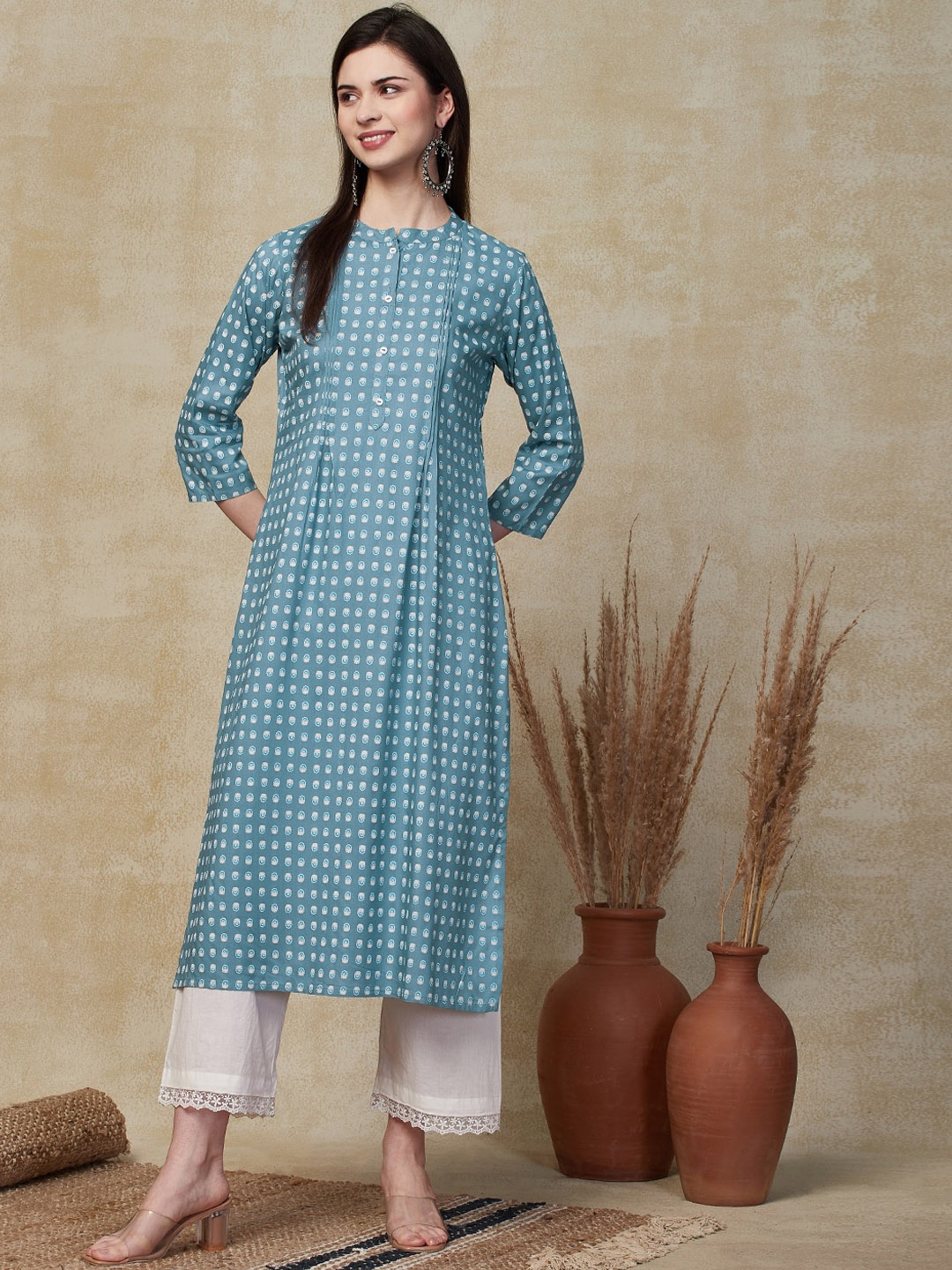 

FASHOR Ethnic Motifs Printed Kurta, Blue