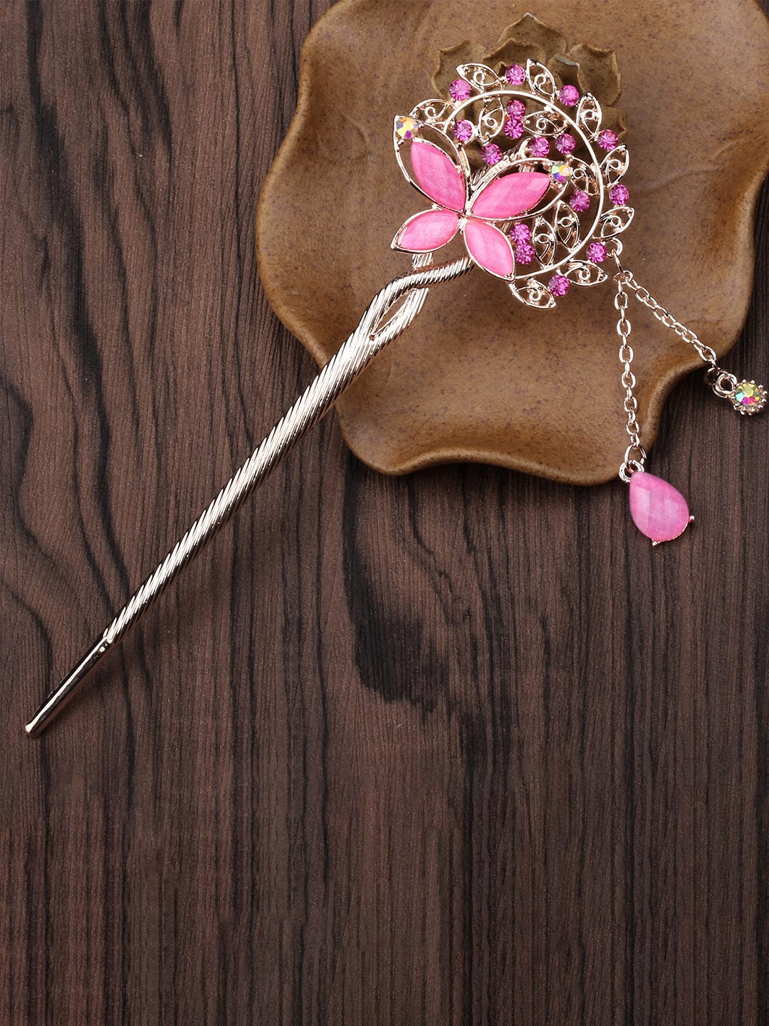 

SYGA Crystal & Rhinestones Studded Hair Stick, Gold