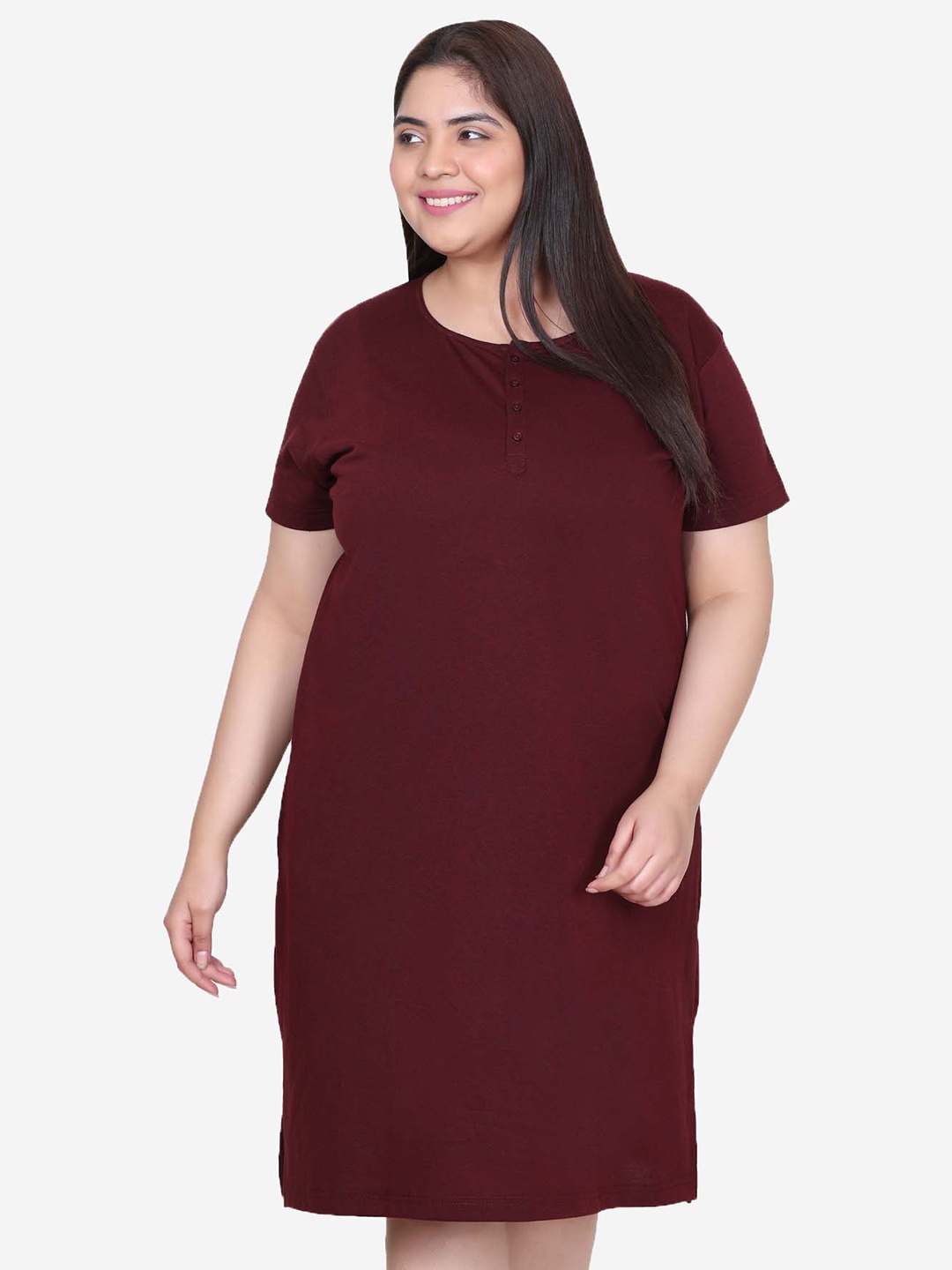 

IN Love Plus Size Round Neck Nightdress, Purple