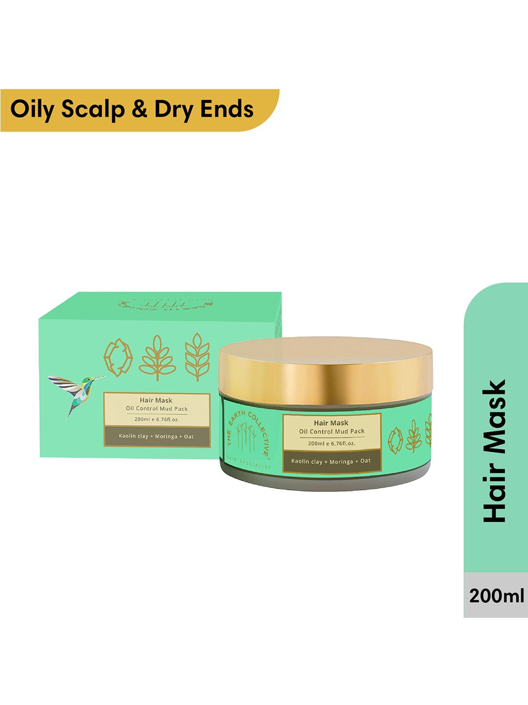 

The Earth Collective Hair Mask Oil Control Mud Pack - 200ml, Green