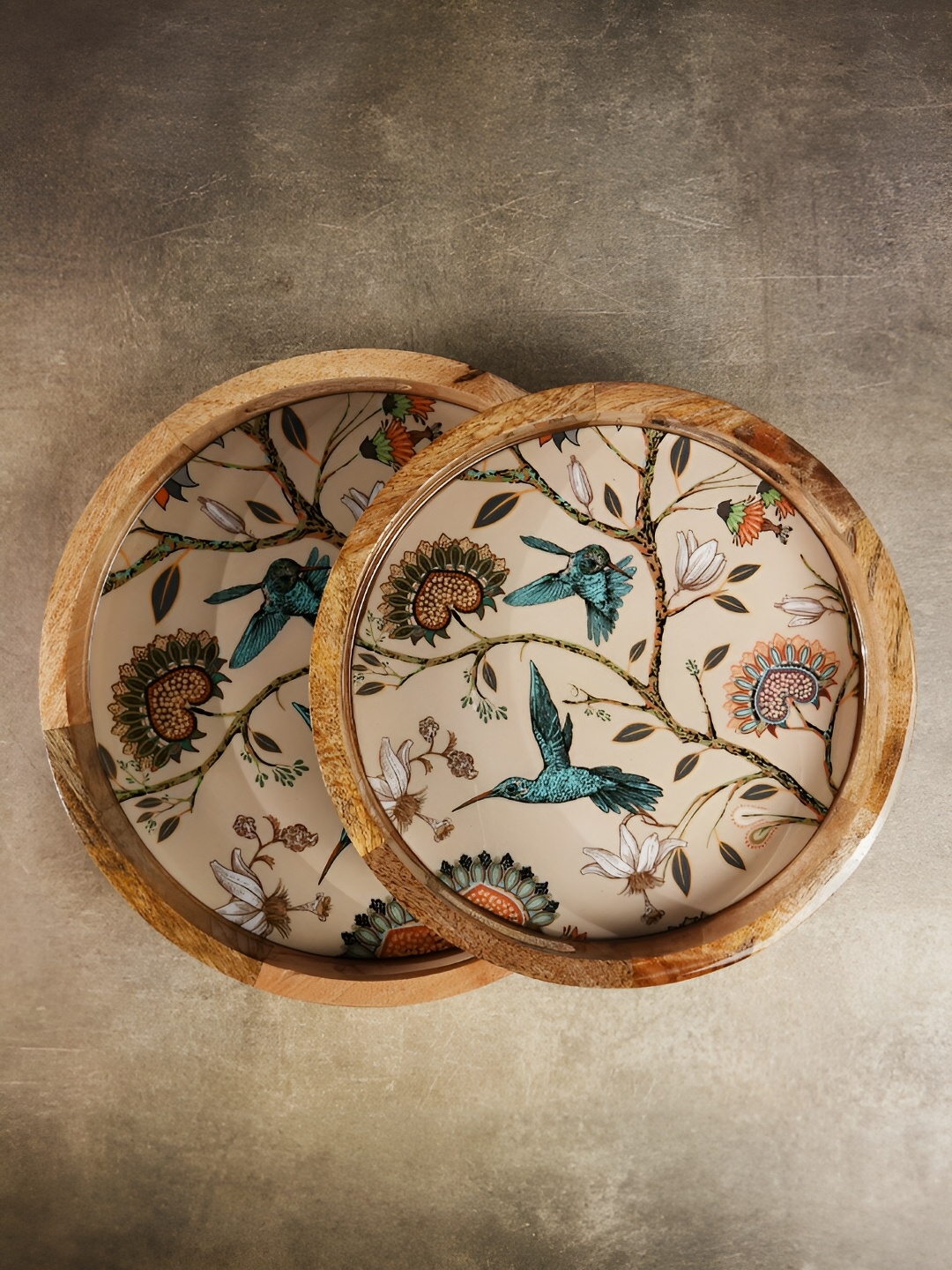 

Amora Beige Brown Floral Printed Resin Tray