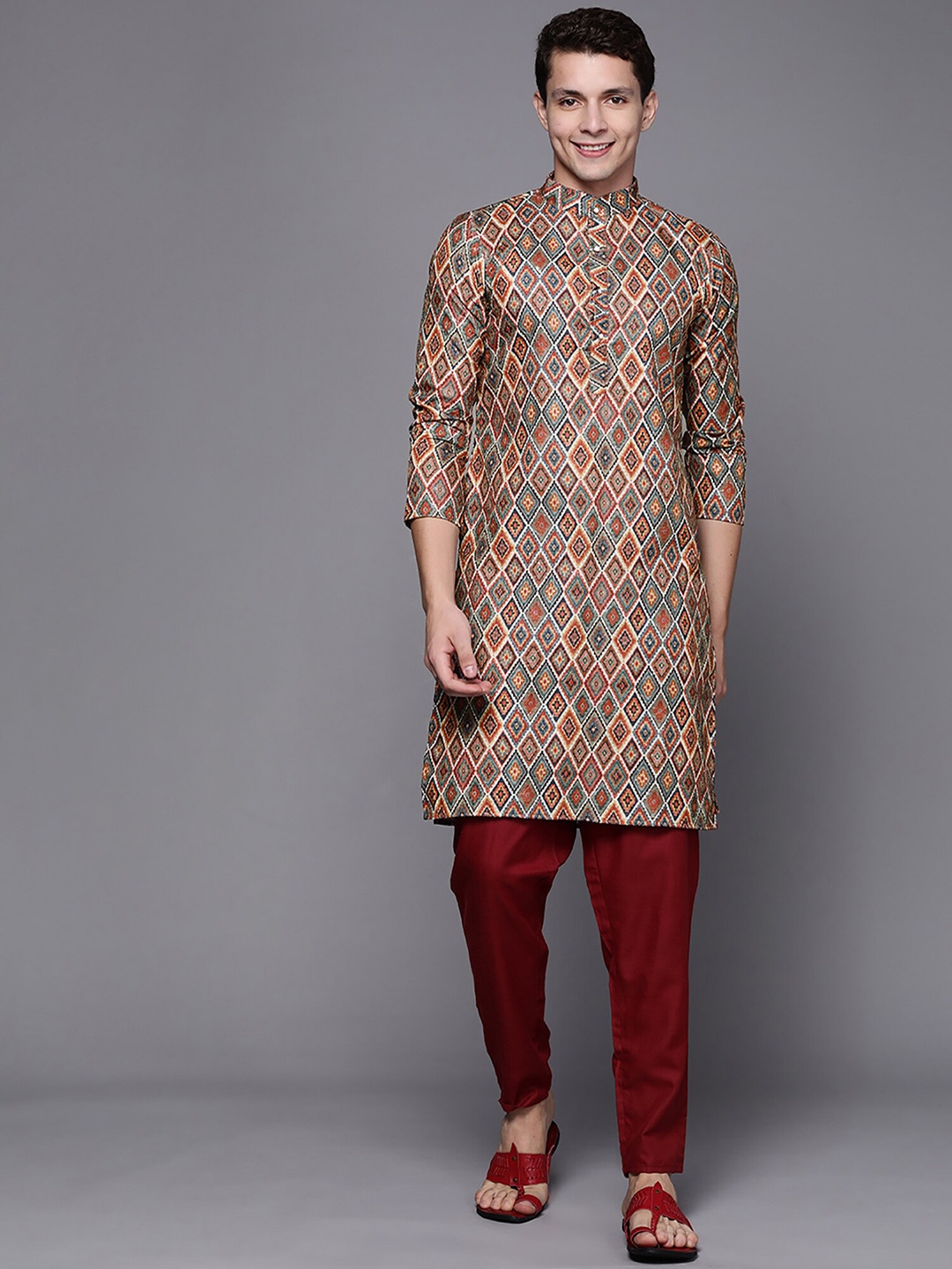 

Indo Era Geometric Printed Pure Cotton Kurta, White