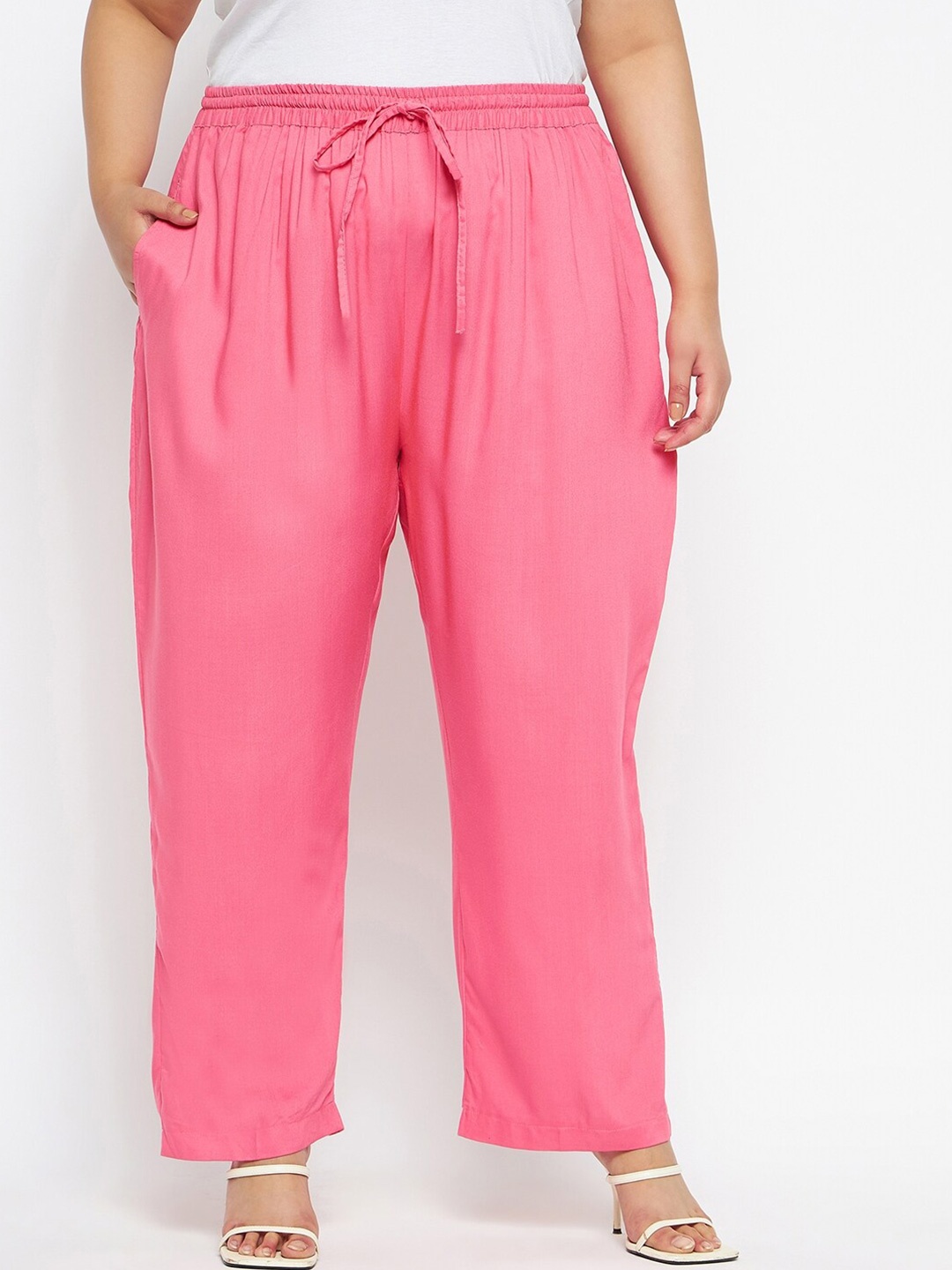 

VINAAN Plus Size Wide Leg Palazzo, Pink