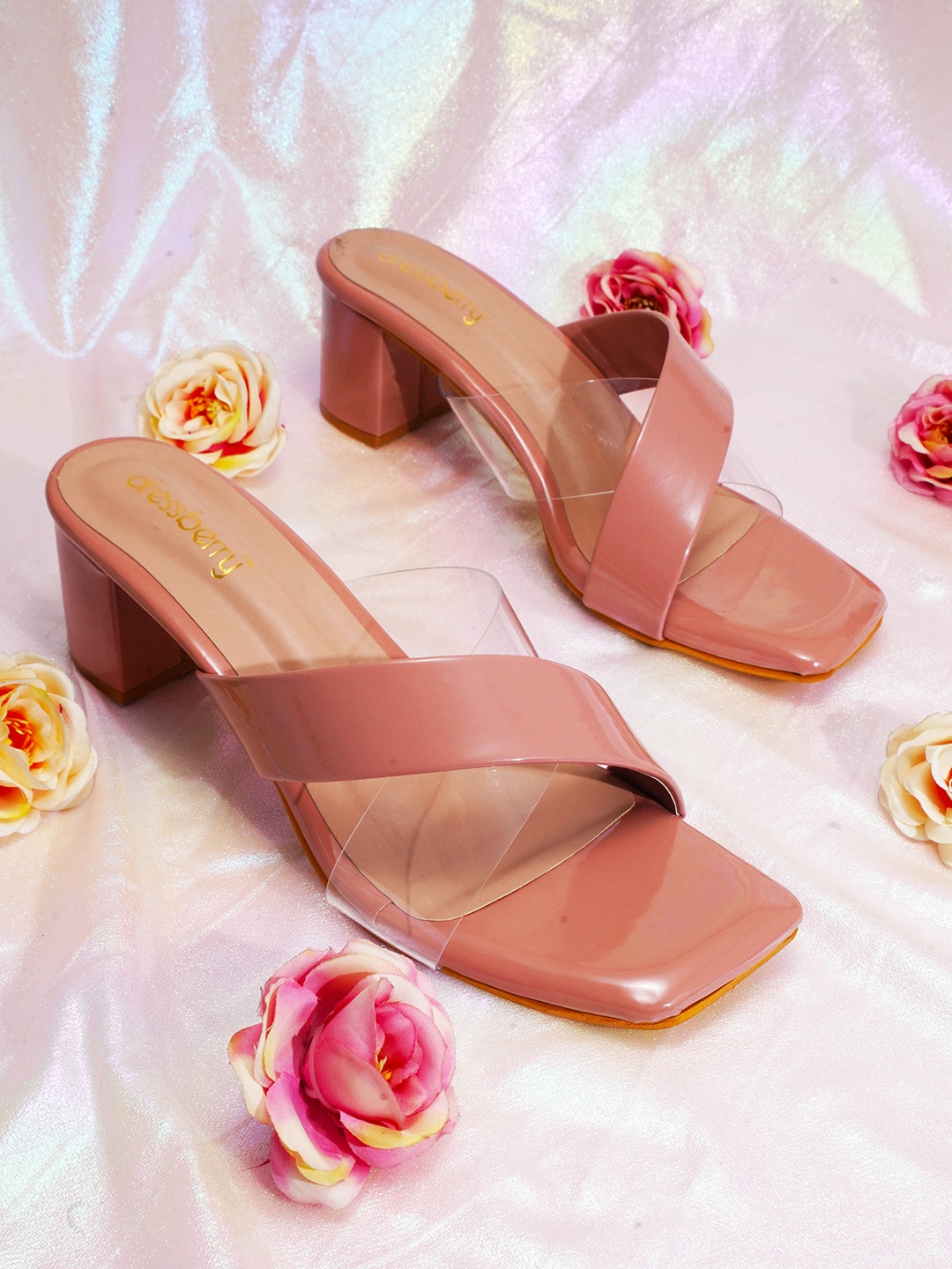 

DressBerry Nude-Coloured Open Toe Block Heels