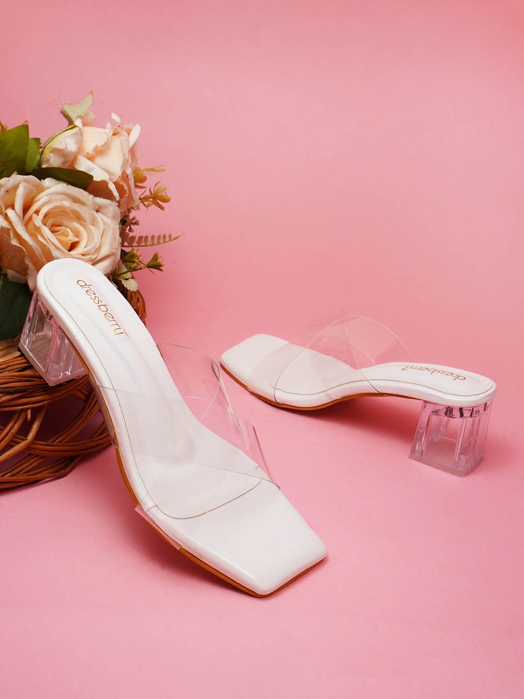 

DressBerry Open Toe Block Heels, White