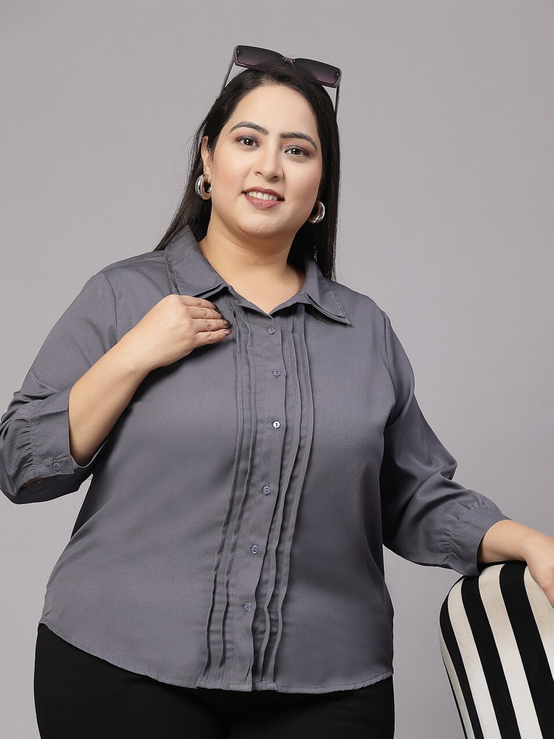 

Style Quotient Plus Size Smart Opaque Formal Shirt, Grey