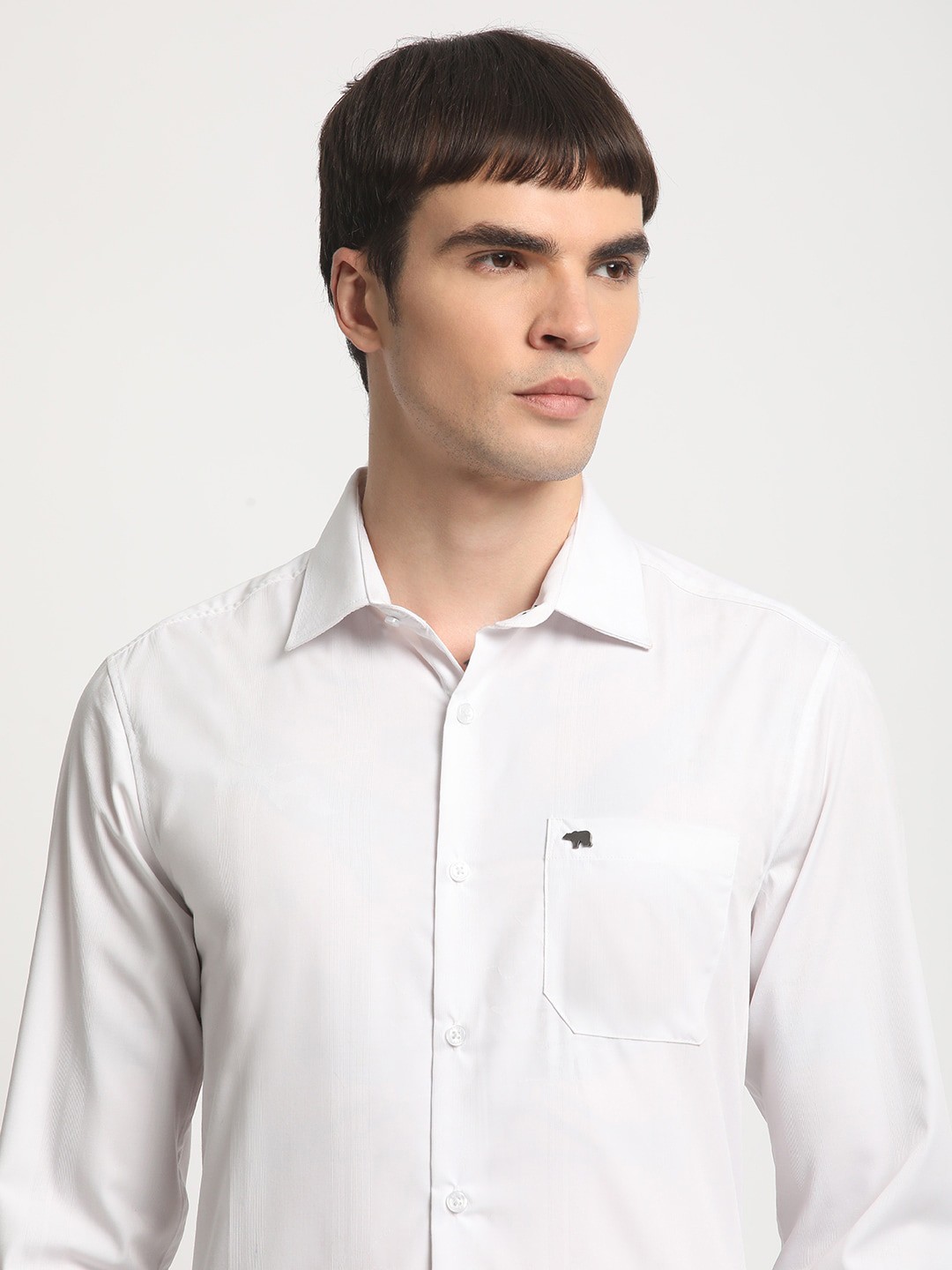

THE BEAR HOUSE Slim Fit Opaque Cotton Formal Shirt, White