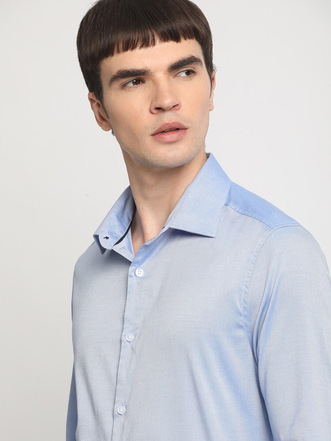 

THE BEAR HOUSE Slim Fit Opaque Cotton Formal Shirt, Blue