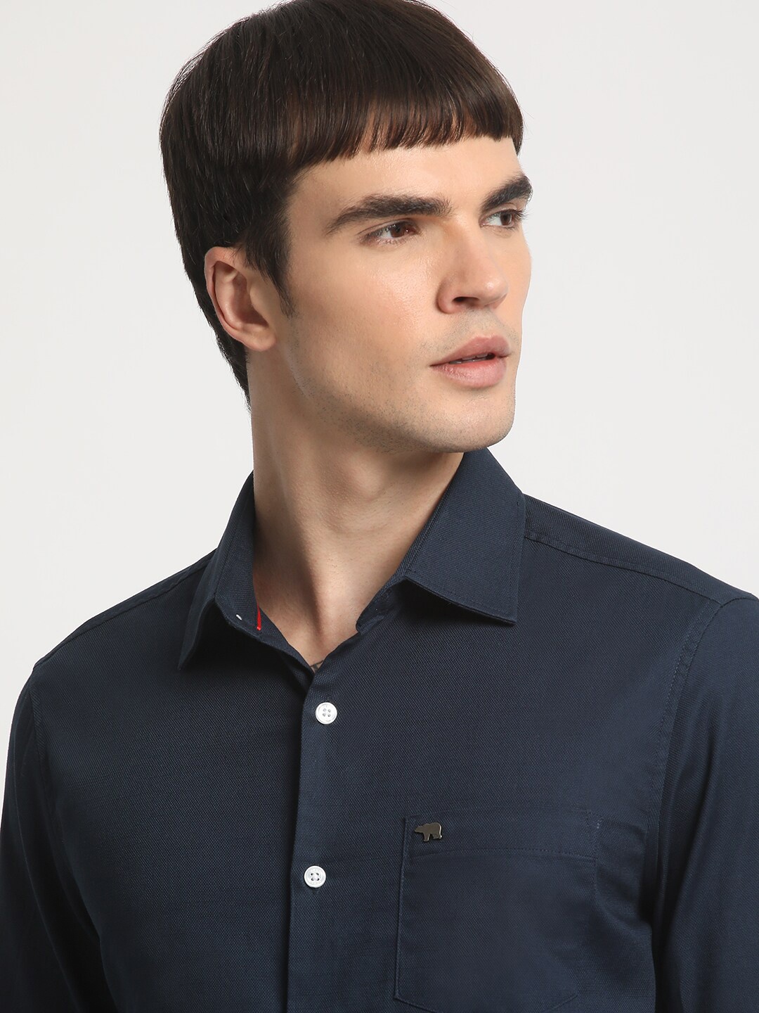 

THE BEAR HOUSE Slim Fit Opaque Cotton Formal Shirt, Blue