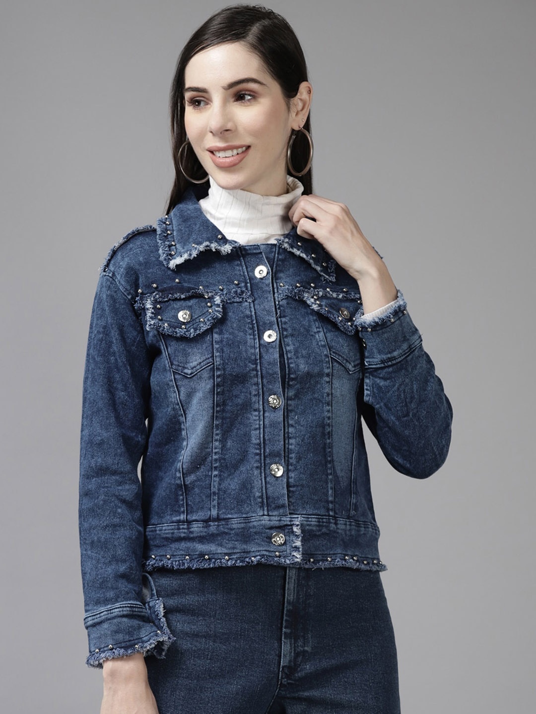 

BAESD Washed Windcheater Denim Jacket, Navy blue