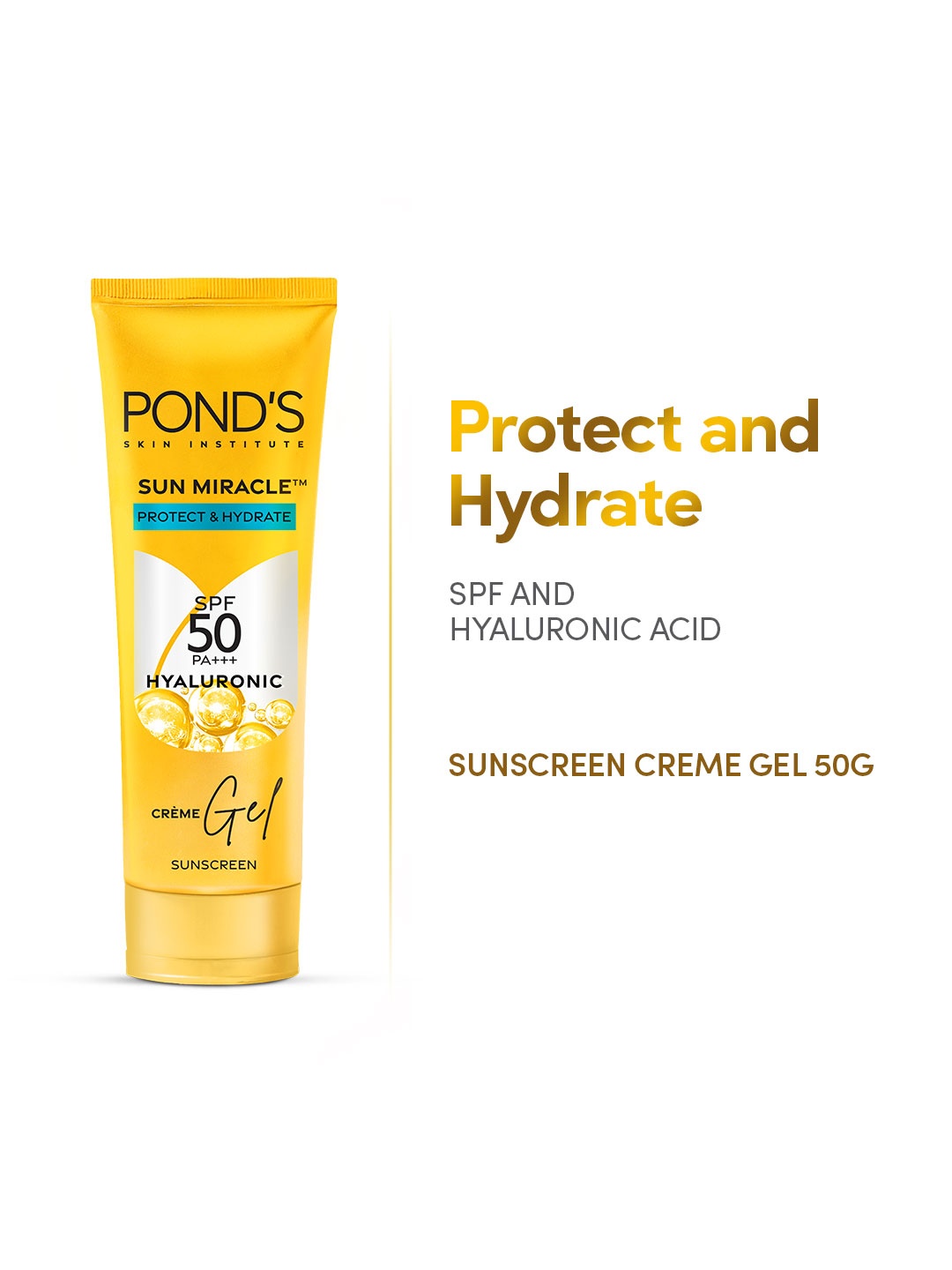 

Ponds Protect & Hydrate Sun Miracle SPF 50 PA+++ Creme Gel Sunscreen - 50 g, Yellow