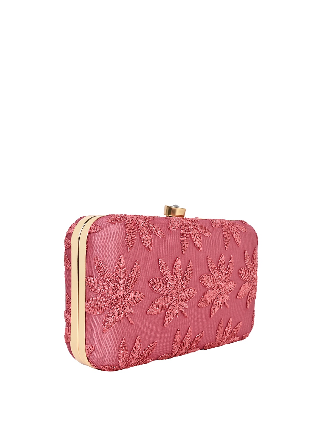 

HORRA Floral Embroidered Box Clutch, Pink