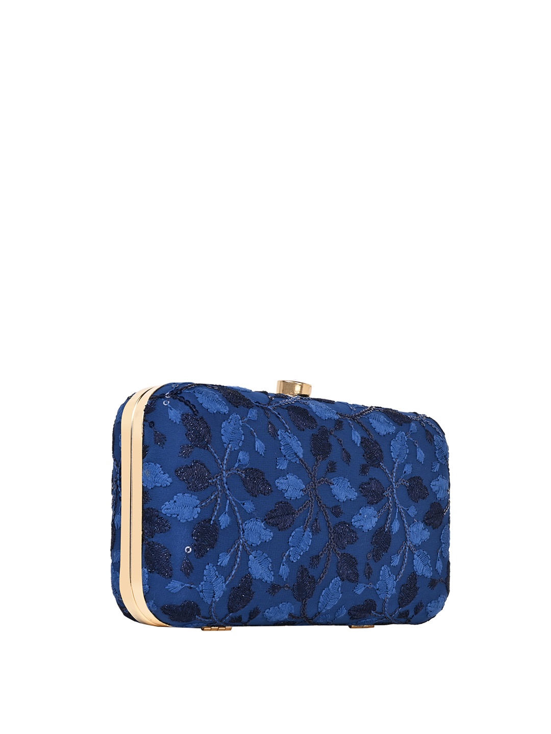 

HORRA Floral Embroidered Box Clutch, Blue