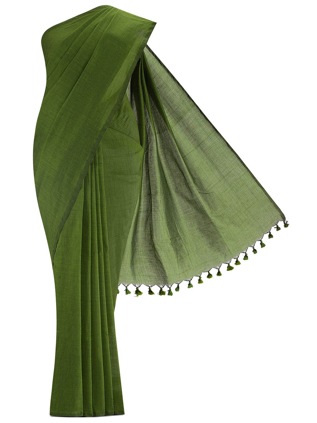 

Nalli Pure Cotton Taant Saree, Green