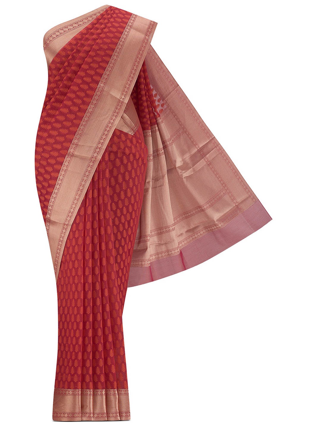 

Nalli Ethnic Motifs Woven Design Zari Kota Saree, Red