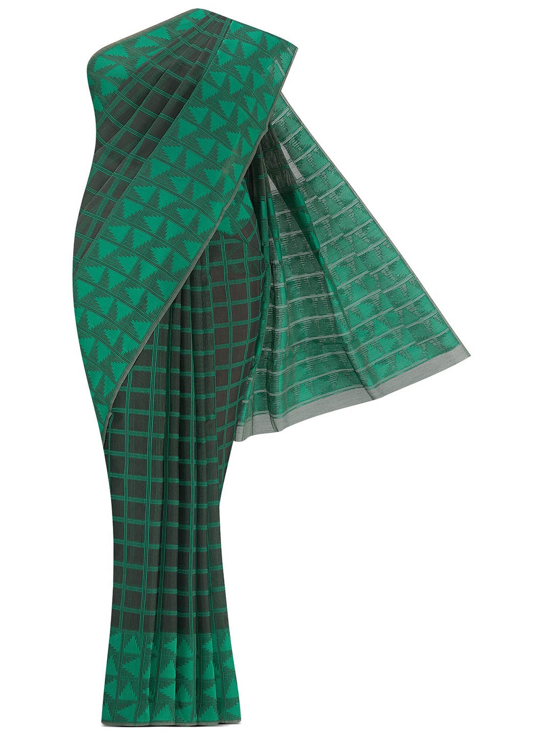 

Nalli Checked Silk Cotton Saree, Black