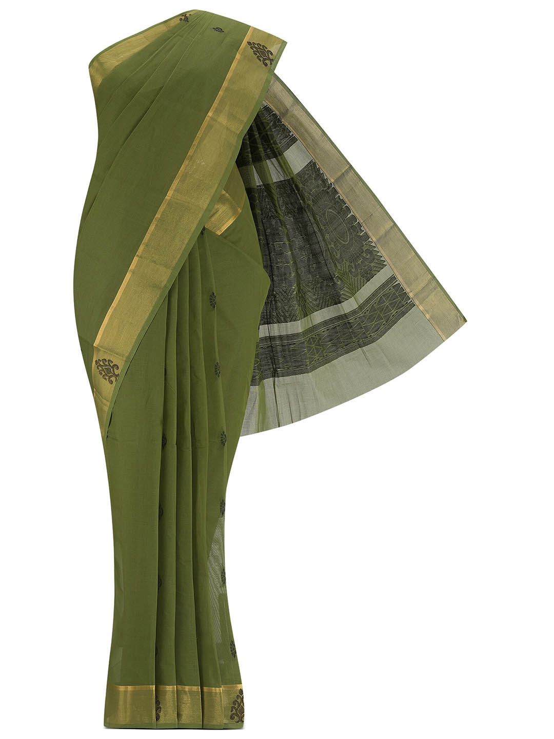 

Nalli Zari Pure Cotton Kanjeevaram Saree, Green