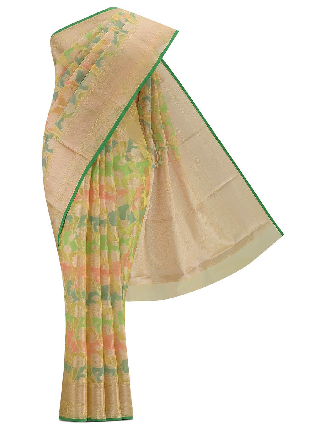 

Nalli Floral Woven Design Silk Cotton Zari Saree, Yellow