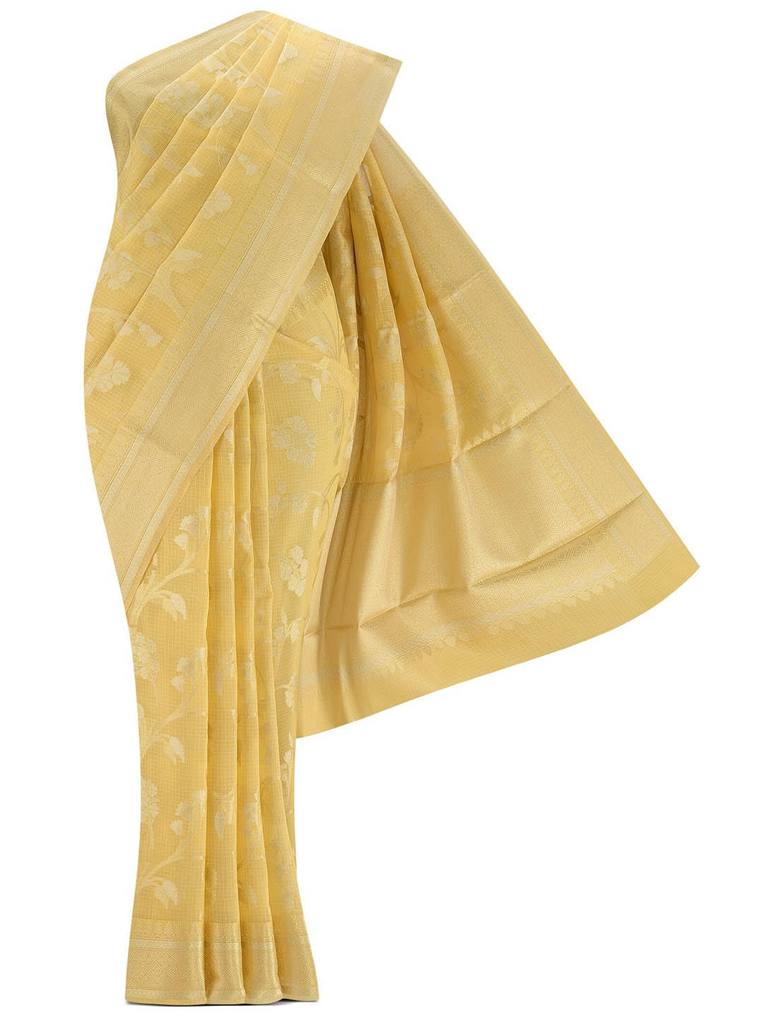 

Nalli Woven Design Zari Kota Saree, Yellow