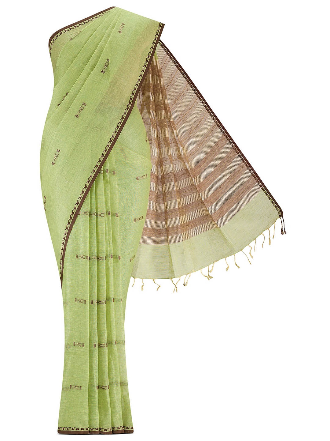 

Nalli Geometric Woven Design Saree, Green