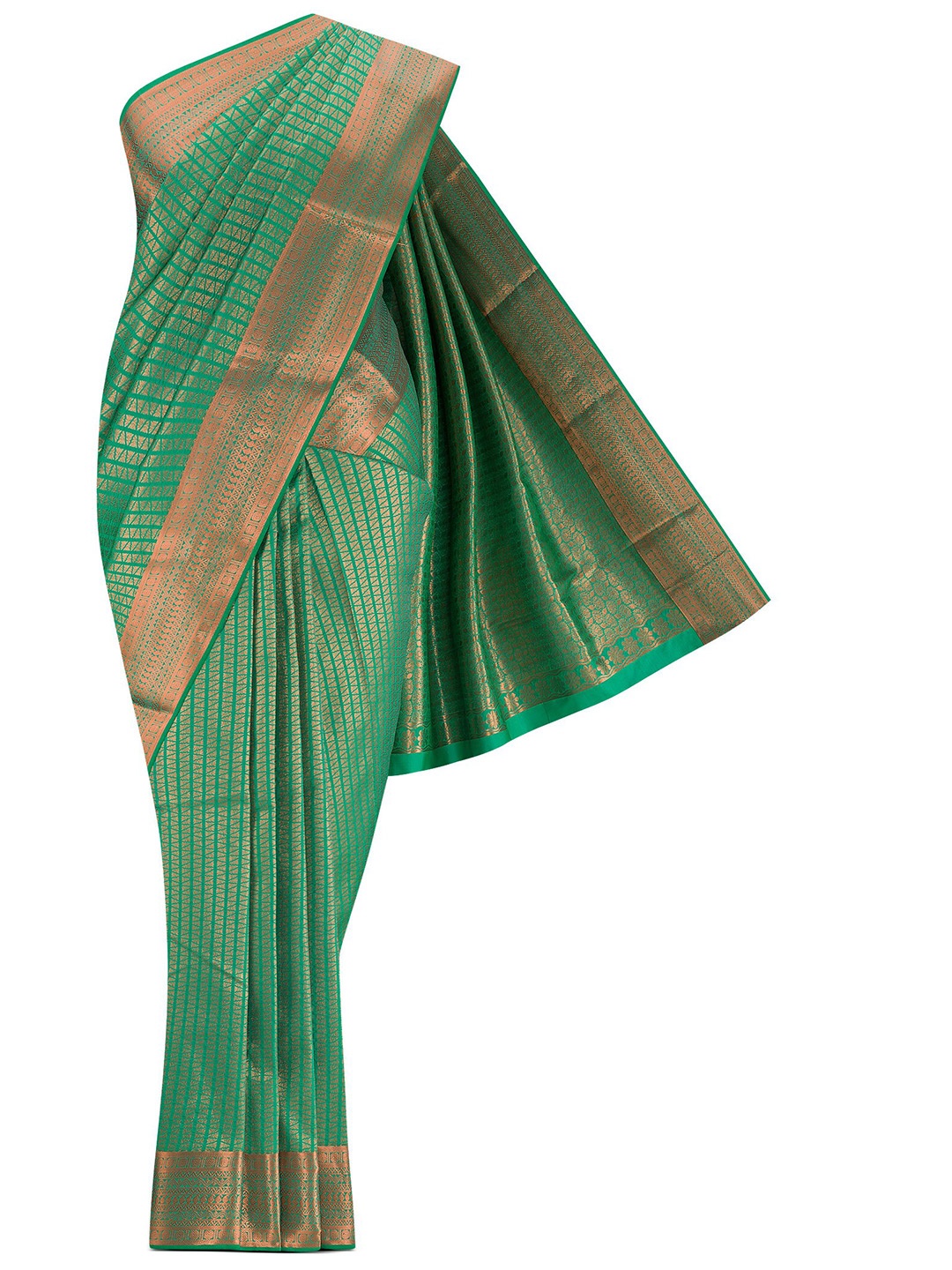 

Nalli Ethnic Motifs Woven Design Zari Saree, Green