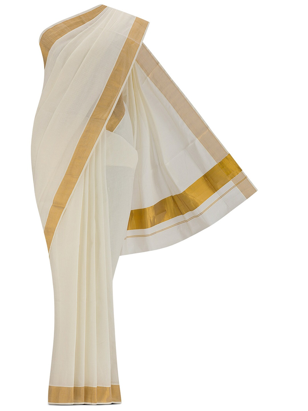 

Nalli Zari Pure Cotton Kasavu Saree, Cream