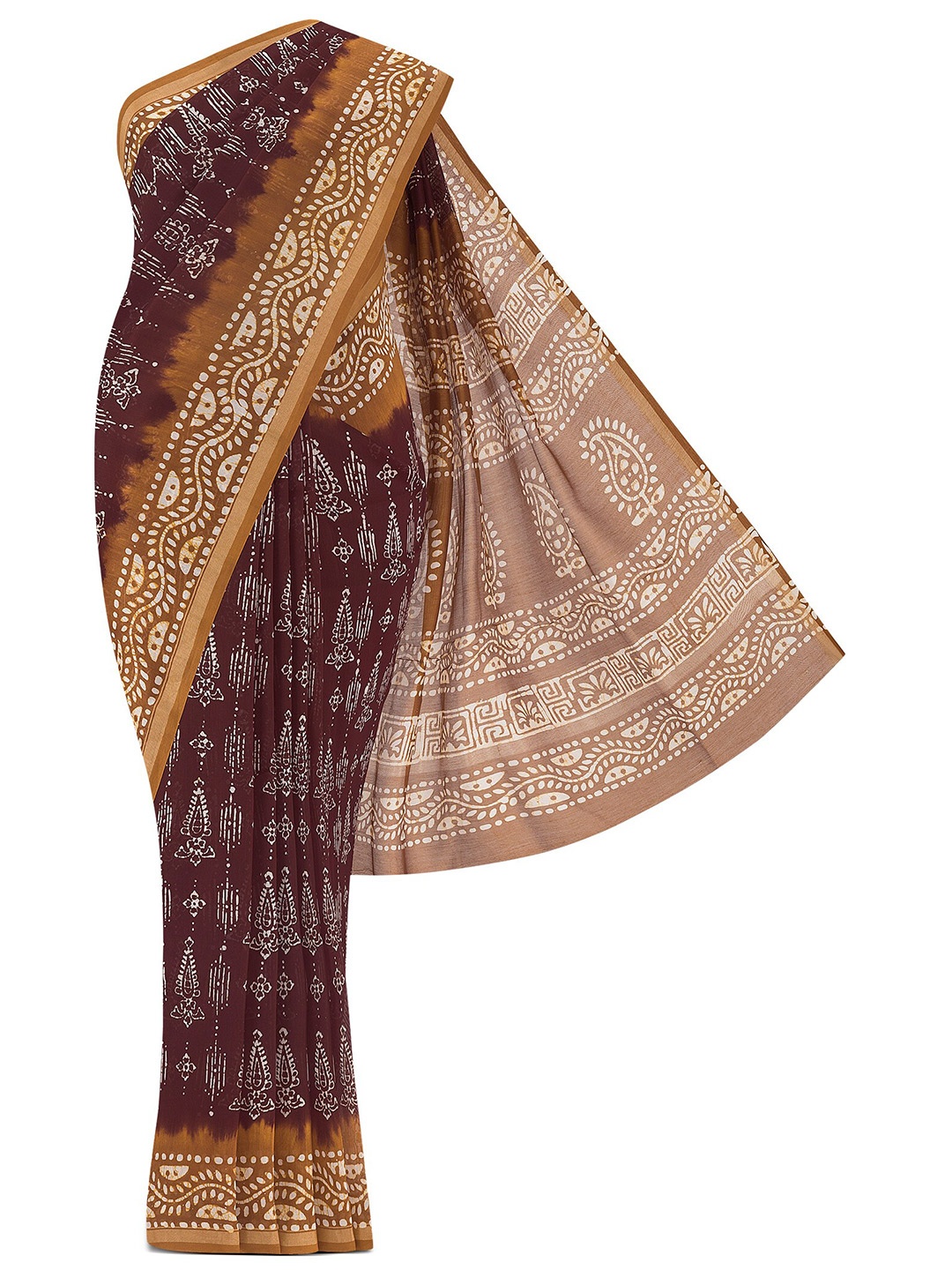 

Nalli Ethnic Motifs Silk Cotton Maheshwari Saree, Brown