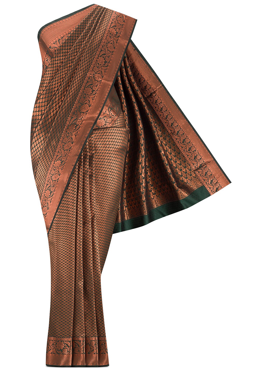 

Nalli Ethnic Motifs Woven Design Zari Saree, Green