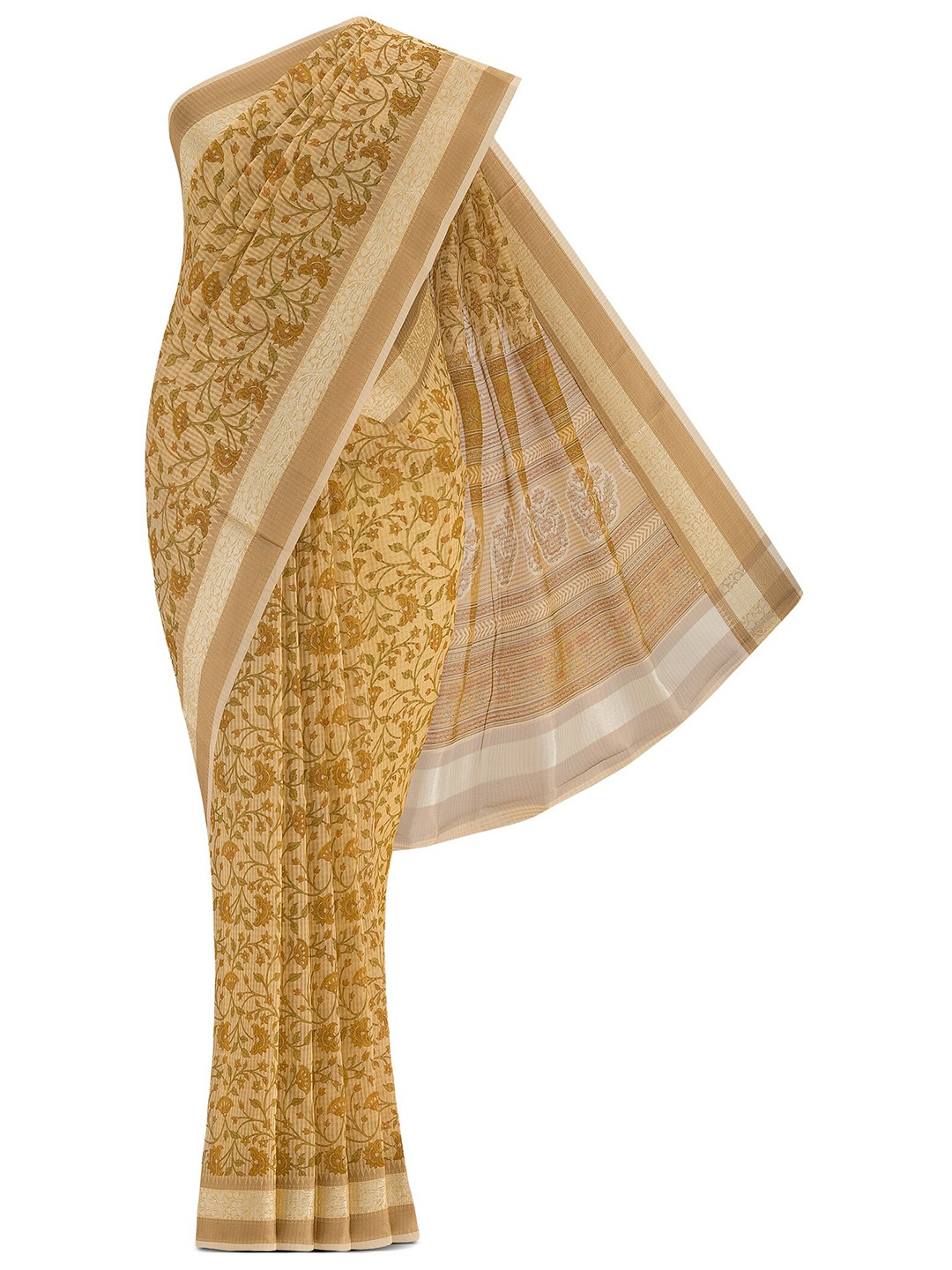 

Nalli Floral Printed Zari Kota Saree, Yellow