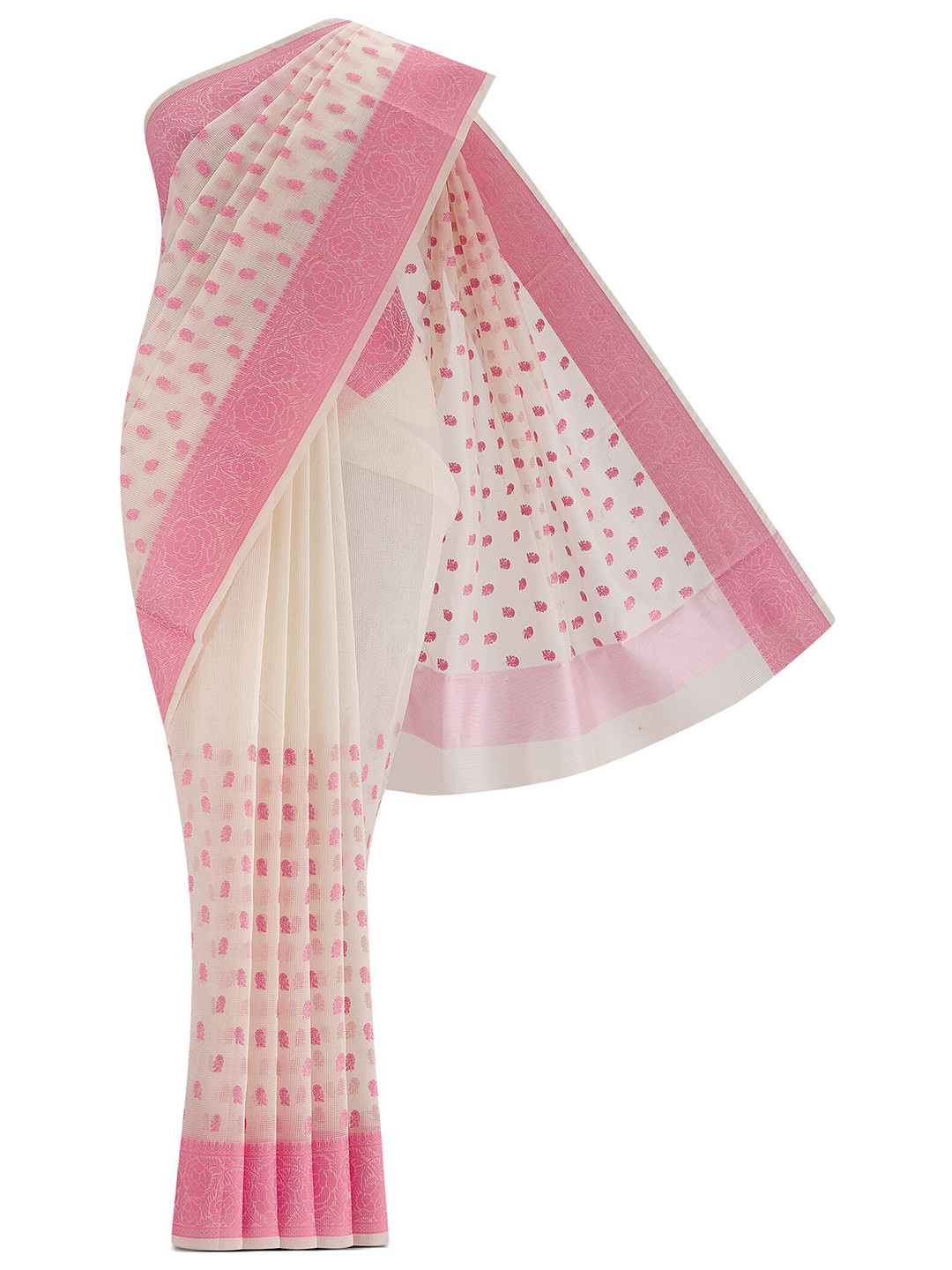 

Nalli Floral Woven Design Kota Saree, Cream