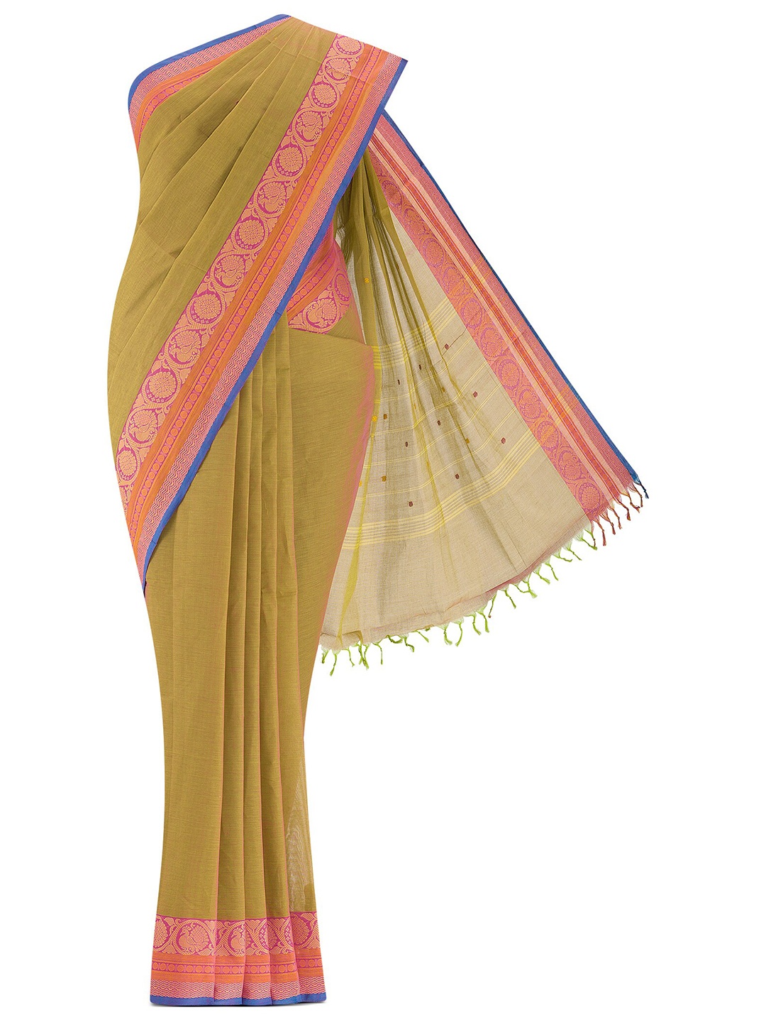 

Nalli Zari Pure Cotton Chettinad Saree, Green